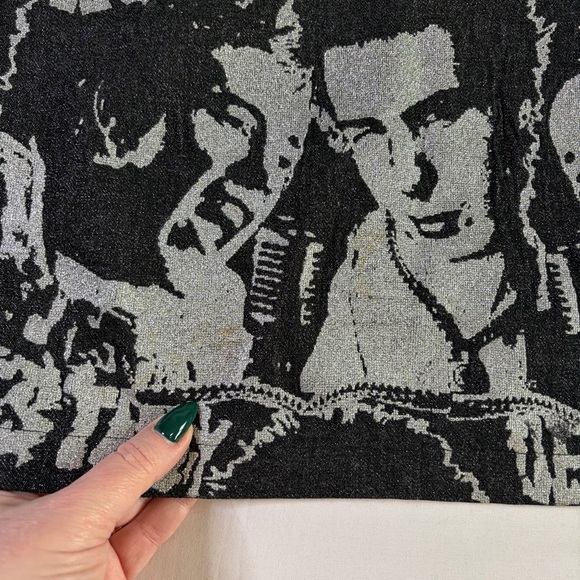 Mosquitohead vintage 90s Y2K mini glitter skirt made in USA graphic sz L black - Picture 10 of 14